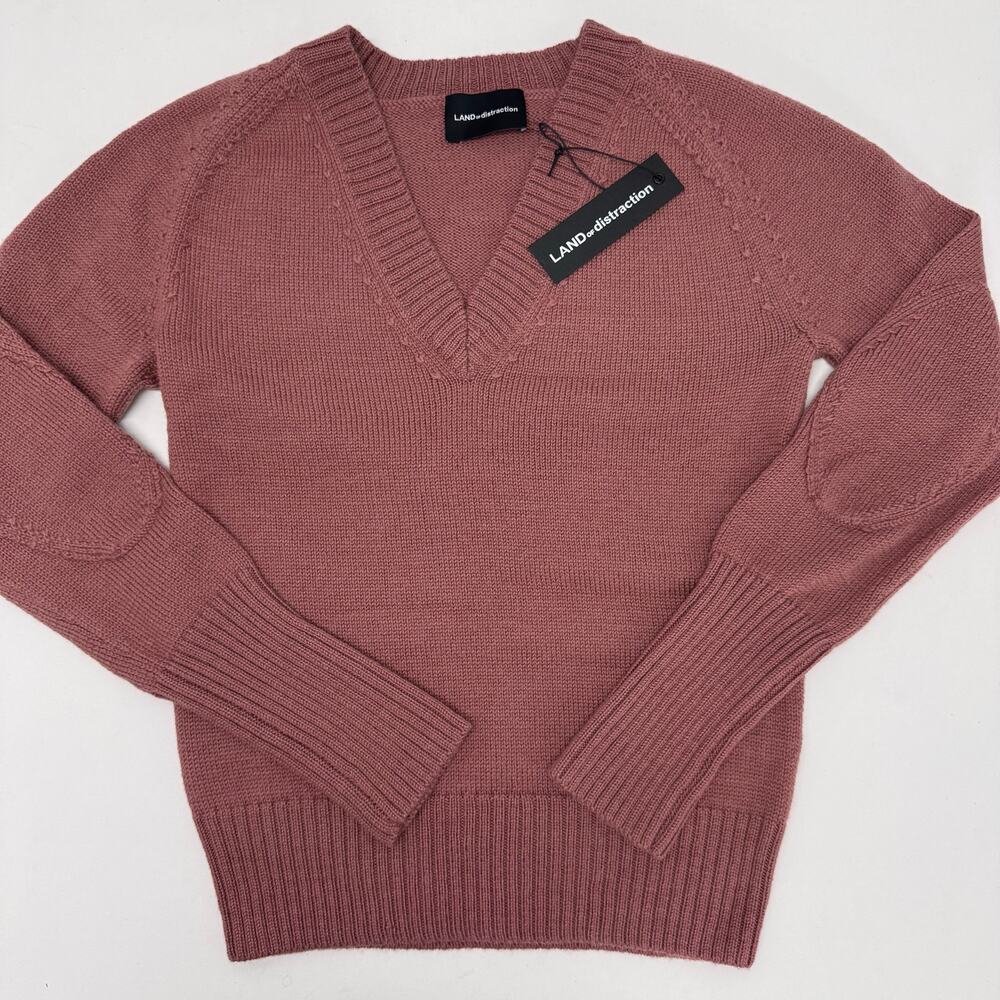 NWT Land Of Distraction Slim V-Neck Wool Alpaca Sweater Sz M Cozy Knit Preppy